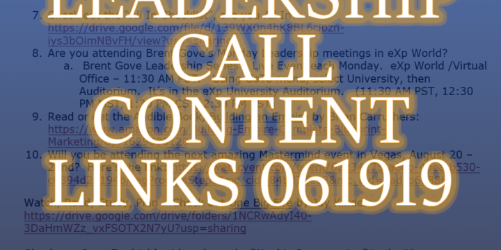 Leadership Call Content Link